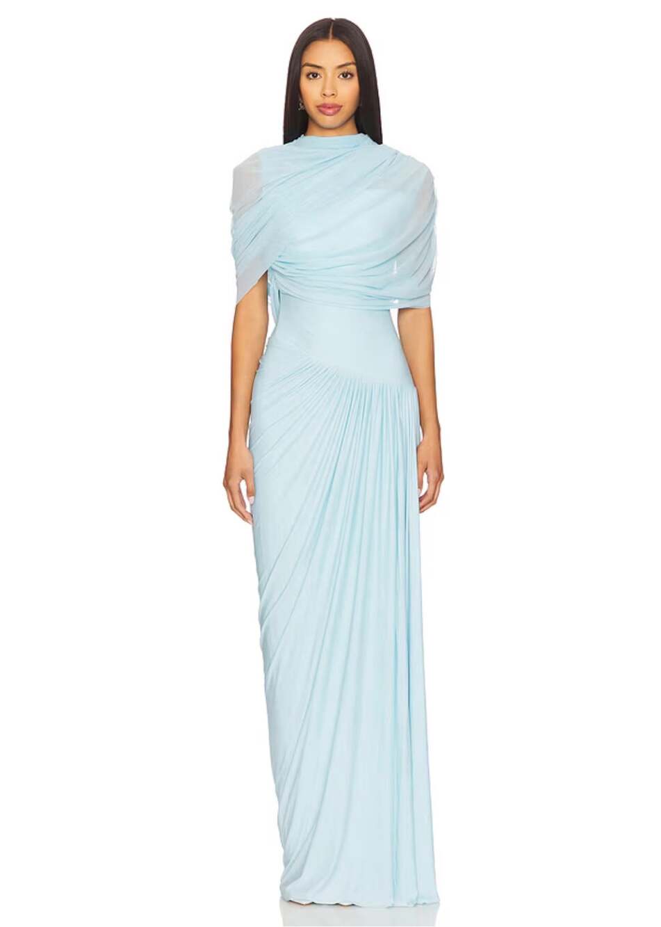Deme by Gabriella Jasmine Draped Maxi Dress Blue XS NWT